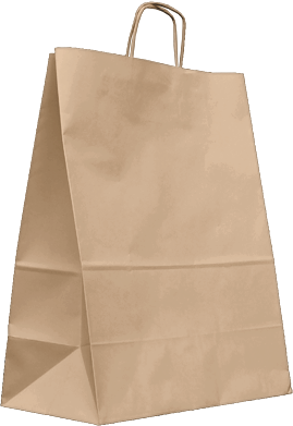 Hnedá papierová taška zo sulfátového papiera s krútenými držadlami